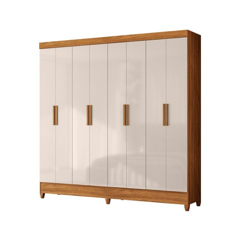 Guarda Roupa Marajo Grande Quarto Casal 8 Portas 2 Gavetas Freijo com Off White