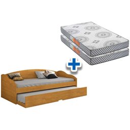 Colchão Solteiro Pérola Polar (2un) + Sofá Cama Funny Iii C/ Auxiliar Cinamomo - 1