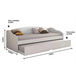 Colchão Solteiro Pérola Polar (2un) + Sofá Cama Funny Iii C/ Auxiliar Cinamomo - 3
