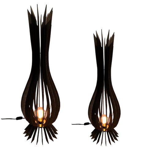 Luminária de Chão Santa Maria Mdf Luminária -:preto/kit com 2 - 90x28cm e 75x23cm