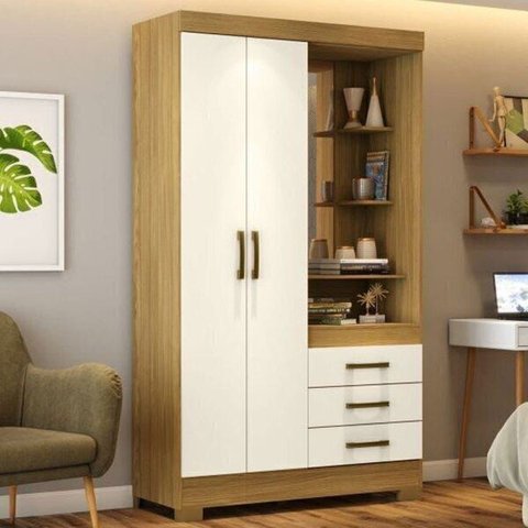 Guarda-roupa de Solteiro Briz 2 Portas 3 Gavetas B64