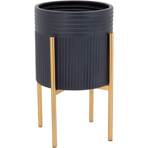 Cachepô Vaso Decorativo Planta Metal 38x22x22cm Preto