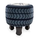 Ver imagem 3 de Puffinho Infantil Redondo Estampado Suede Pneu Carro Pés Pardal Tabaco - D'Rossi