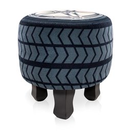 Puffinho Infantil Redondo Estampado Suede Pneu Carro Pés Pardal Tabaco - D'Rossi - 3