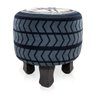 Puffinho Infantil Redondo Estampado Suede Pneu Carro Pés Pardal Tabaco - D'Rossi - 3
