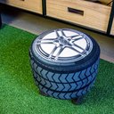 Ver imagem 2 de Puffinho Infantil Redondo Estampado Suede Pneu Carro Pés Pardal Tabaco - D'Rossi