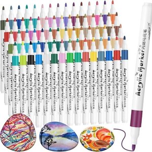 Super Marcador Conjunto Canetinhas Coloridas 60 Cores Permanente Ponta 1°linha Touch Acrilic Maker