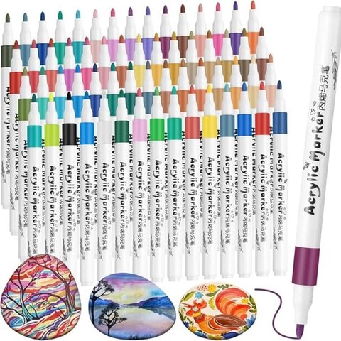 Super Marcador Conjunto Canetinhas Coloridas 60 Cores Permanente Ponta 1°linha Touch Acrilic Maker