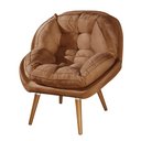 Ver imagem 2 de Poltrona Decorativa Sênior Suede Premium Pés de Madeira Cinza:terracota