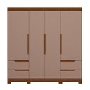 Ver imagem 3 de Guarda-Roupa Casal 4 Portas 4 Gavetas Doble Marrom/Nogueira/Capuccino