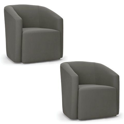Poltrona Decorativa Orgânica Kit 2 Stella Max Suede Grafite D03 - D’Rossi