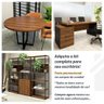 Conjunto Sala de Reunião Mesa 1,80m Painel para Tv Nogal F5 Cor:nogal com Preto - 6
