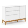Jogo de Quarto Infantil Nature Clean Guarda Roupa 4 Portas e Cômoda com Porta Branco Soft/Eco Wood - - 5