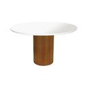 Ver imagem 1 de Mesa de Jantar Capri 6 Lugares Redonda MDF Laminado Ø150CM Amêndoa Branco Vidro Off White