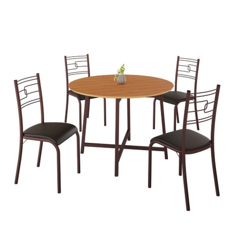 Conjunto Sala de Jantar Ella 90cm 4 Cad Marrom C- Preto