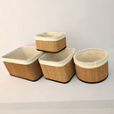 Ver imagem 2 de Conjunto Cestos Organizadores - Bambu - Forrados 4 Peças