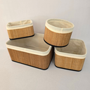 Ver imagem 6 de Conjunto Cestos Organizadores - Bambu - Forrados 4 Peças