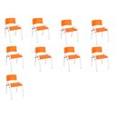 Ver imagem 2 de Kit 9 Cadeira Iso Infantil Creche, Escola Base Branco Laranja
