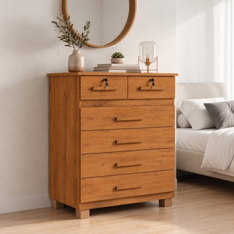 Cômoda Grande Mônaco 6 Gavetas 2 com Chave 100% MDF Yescasa