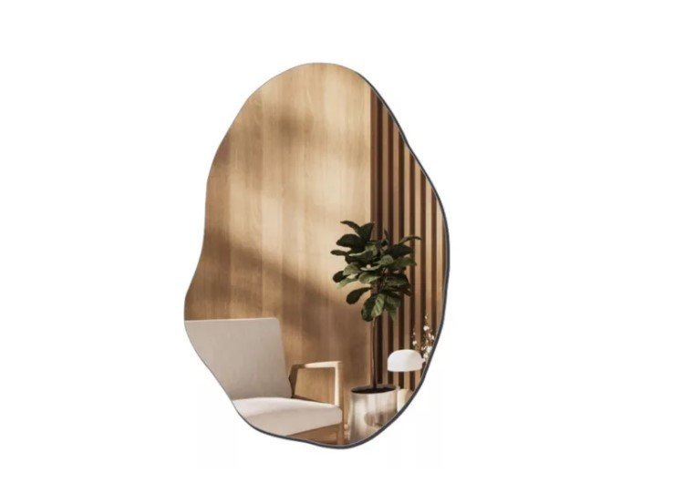 Espelho Grande Organico Lapidado Decorativo Sala Hall Parede 115 X 60 Cm Moderno C/ Dupla Face