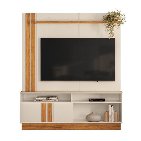 Estante Home Theater Fortaleza 1.6 Off White/Canela para TV até 60” - Mobler