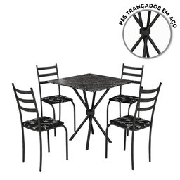 Mesa de Jantar Quadrada 4 Cadeiras Preto Teresina Shop Jm - 2