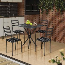 Mesa de Jantar Quadrada 4 Cadeiras Preto Teresina Shop Jm - 1