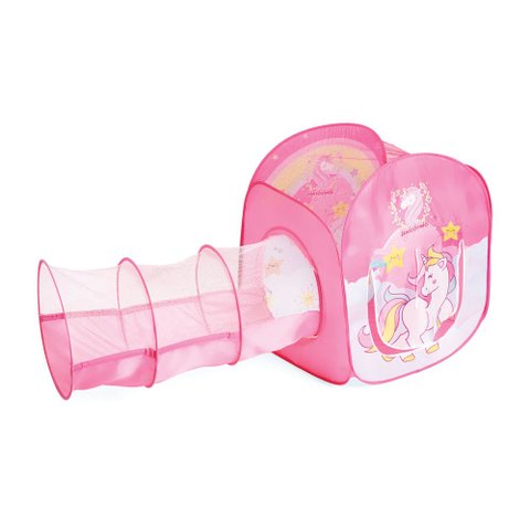 Barraca 2x1 Infantil Toca Pop Up Quadrada Túnel Unicórnio