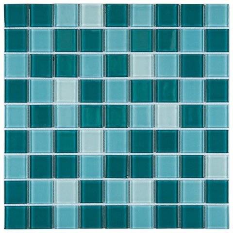 Kit 1m² Pastilha de Vidro Miscelanea 29cm x 29cm Colorido/Verde/Branco Glass Mosaic