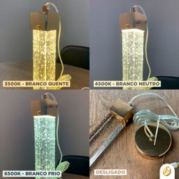 Lustre Pendente Empire Led Quadrado Tubo Vidro Bolhas Bivolt - 3