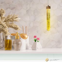 Lustre Pendente Empire Led Quadrado Tubo Vidro Bolhas Bivolt - 5