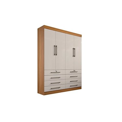 Guarda-roupa 4 Portas 8 Gavetas Cinamomo/off Mônaco1.6 D'doro
