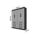 Ver imagem 5 de Guarda-roupa 4 Portas 8 Gavetas Cinamomo/off Mônaco1.6 D'doro