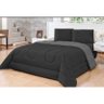 Edredom Casal Queen 6 pçs Cobertor Frio Quente Inverno Cotex Cor:PretoeCinza - 1