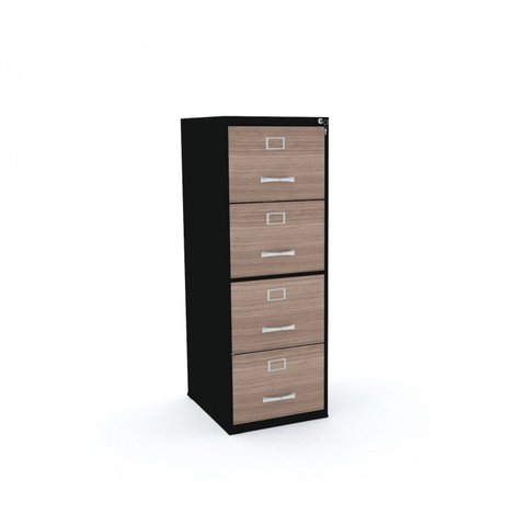 Gaveteiro Arquivo 4 Gavetas Maxxi Preto/Noce Marromle