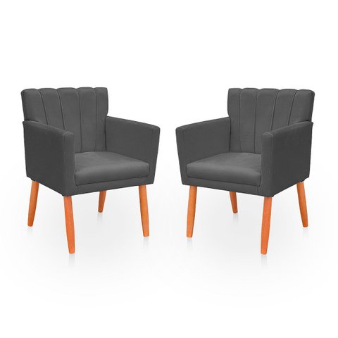 Kit com 2 Poltronas Cadeiras Elegante Confortável e Reforçada para Sala Carol Suede