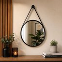 Ver imagem 1 de Espelho Decorativo Redondo 25cm Moldura Plástico Parede Banheiro Preto Kangur