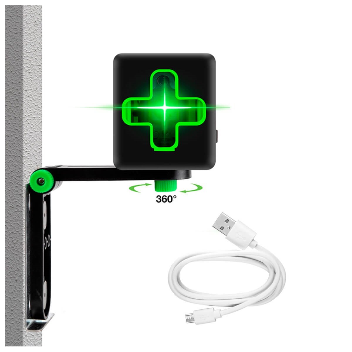 Nível a Laser Verde 20m 2 Linhas + Suporte Magnético + Usb