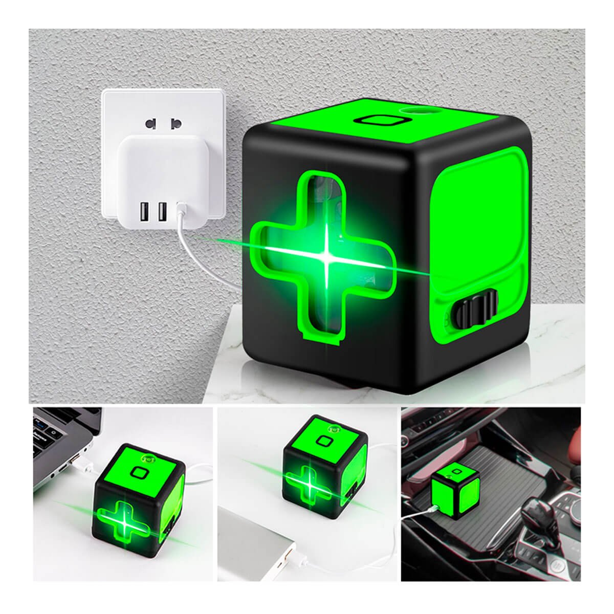 Nível a Laser Verde 20m 2 Linhas + Suporte Magnético + Usb - 5