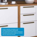 Ver mais imagens de Armário de Cozinha com Balcão e Tampo 6 Portas 5 Gavetas Pérola 100% Mdf Vidro Reflecta Amêndoa/bran
