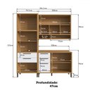 Ver imagem 4 de Armário de Cozinha com Balcão e Tampo 6 Portas 5 Gavetas Pérola 100% Mdf Vidro Reflecta Amêndoa/bran