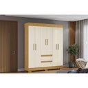 Ver imagem 1 de Guarda Roupa Solteiro 6 Portas e 2 Gavetas Maya Nature/off White - Acp