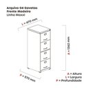Ver imagem 5 de Gaveteiro Arquivo 4 Gavetas Maxxi Preto