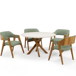 Cadeira para Sala de Jantar e Estar Living Estofada Suran L02 Bouclê Oliva - Lyam Lyam Decor - 6