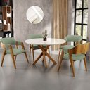 Ver imagem 2 de Cadeira para Sala de Jantar e Estar Living Estofada Suran L02 Bouclê Oliva - Lyam Decor