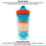 Copo Infantil Bebê Criança +12 Meses Parede Dupla C/ Tampa Retrátil Canudo Silicone Animal Fun - Leã - 3