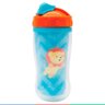 Copo Infantil Bebê Criança +12 Meses Parede Dupla C/ Tampa Retrátil Canudo Silicone Animal Fun - Leã - 7