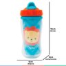 Copo Infantil Bebê Criança +12 Meses Parede Dupla C/ Tampa Retrátil Canudo Silicone Animal Fun - Leã - 4