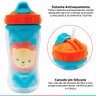 Copo Infantil Bebê Criança +12 Meses Parede Dupla C/ Tampa Retrátil Canudo Silicone Animal Fun - Leã - 2