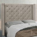 Ver imagem 1 de Cabeceira Casal King 1,95m com Matelassê e Tachas em Tecido Linho Imperial – Lucadi Rústico